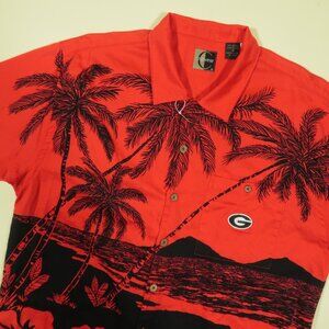 Vintage Chiliwear Georgia Bulldogs Hawaiian Shirt Mens M Red Cotton Short Sleeve